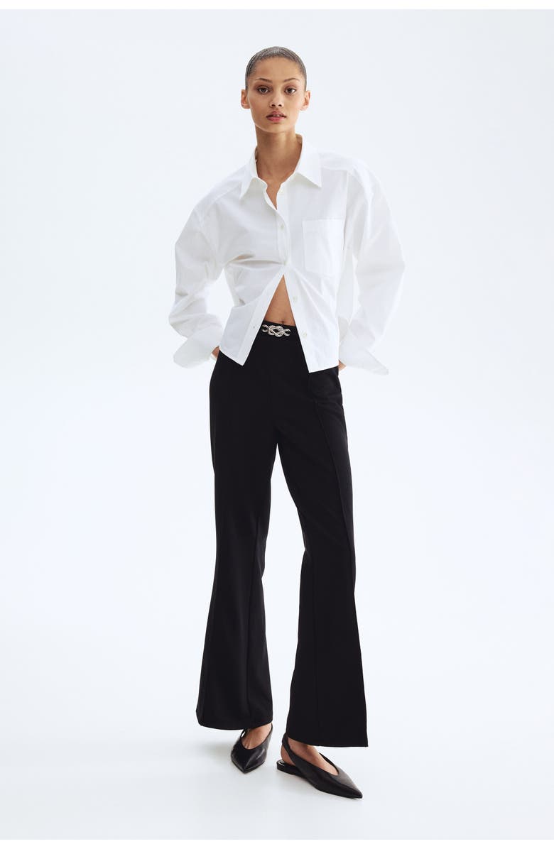 H&M Bootcut Ponte Di Roma Trousers, Alternate, color, Black