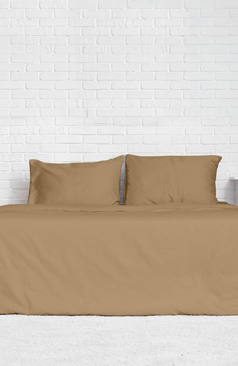 Luxury Home Solid Beige Microfiber Duvet Cover Set, Alternate, color, Beige