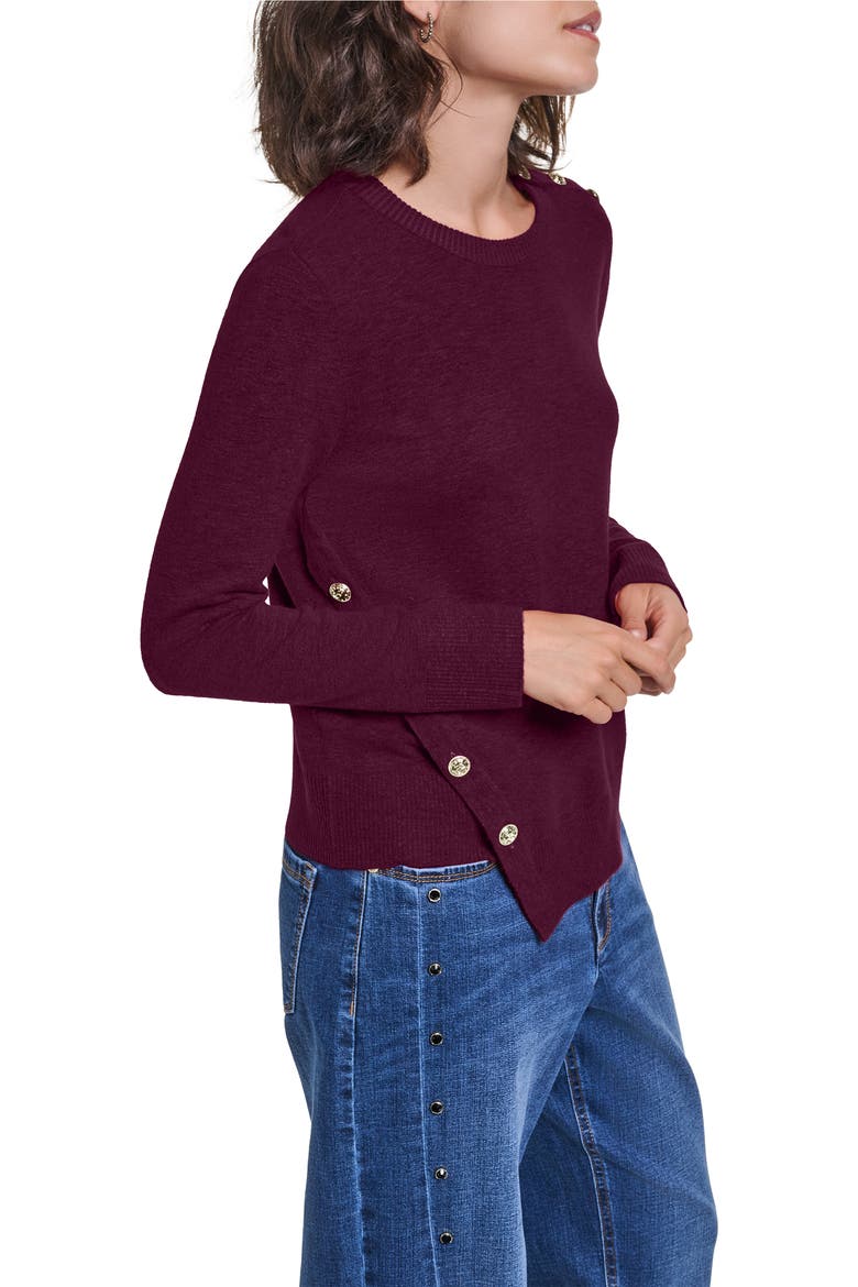 Button Detail Sweater, Alternate, color, CHERRY LACQUER