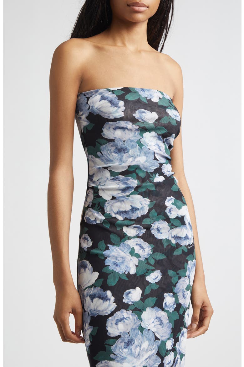Bunch of Roses Strapless Mesh Dress, Alternate, color, MULTICOLOR