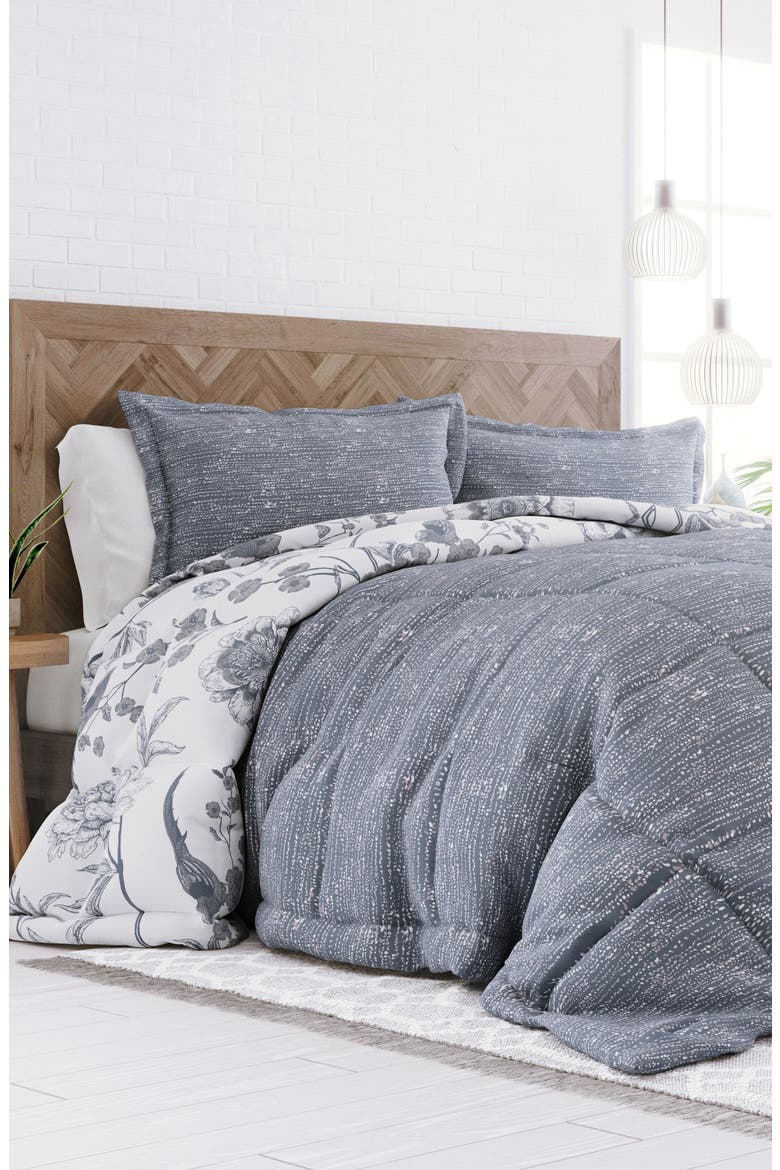 HOME SPUN Premium Down Alternative Molly Botanicals Reversible Comforter Set, Alternate, color, LIGHT BLUE