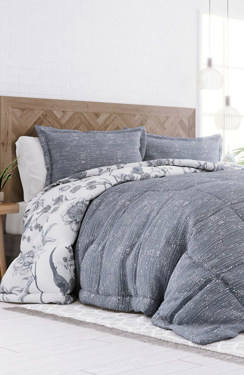 HOMESPUN HOME SPUN Premium Down Alternative Molly Botanicals Reversible Comforter Set, Alternate, color, Light Blue