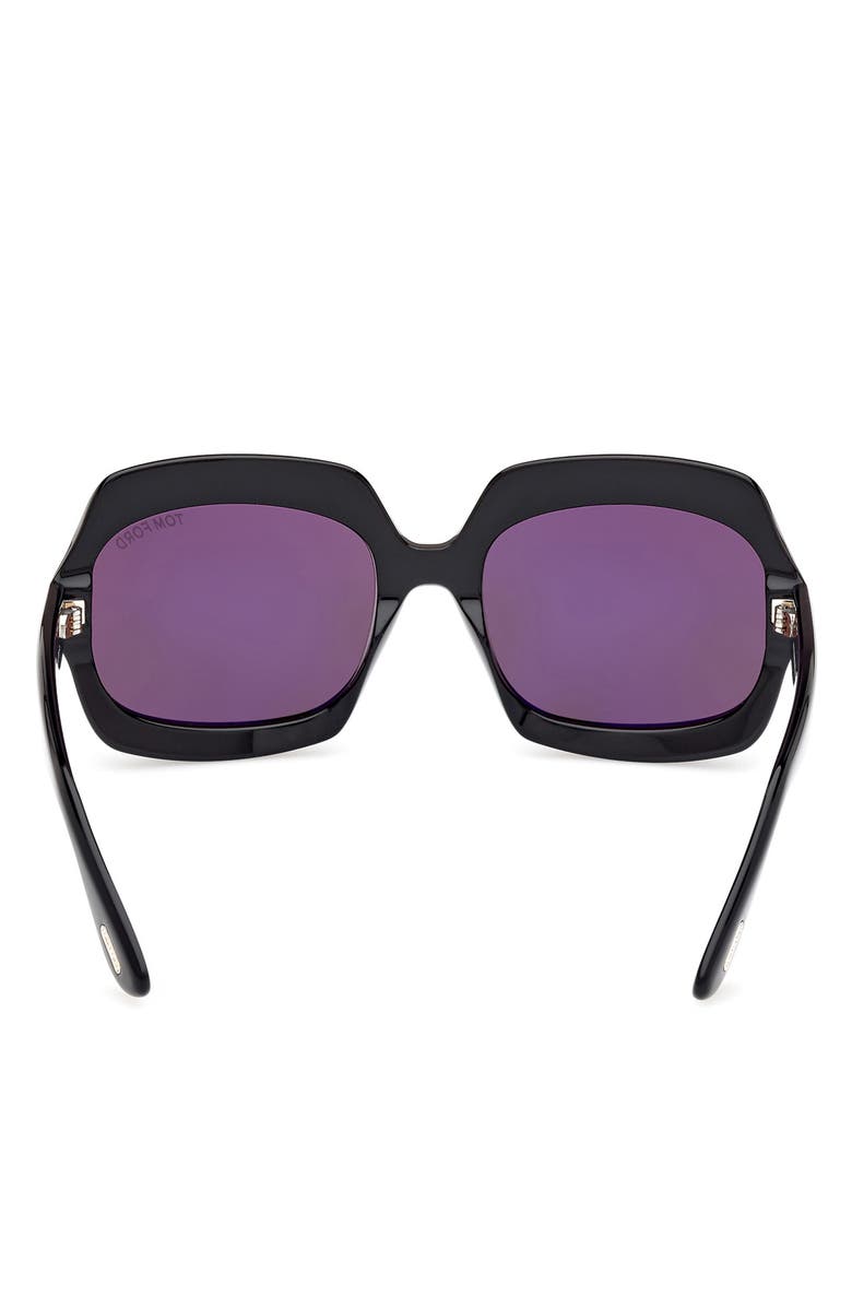 TOM FORD Ren 60mm Geometric Sunglasses, Alternate, color, Shiny Black / Smoke