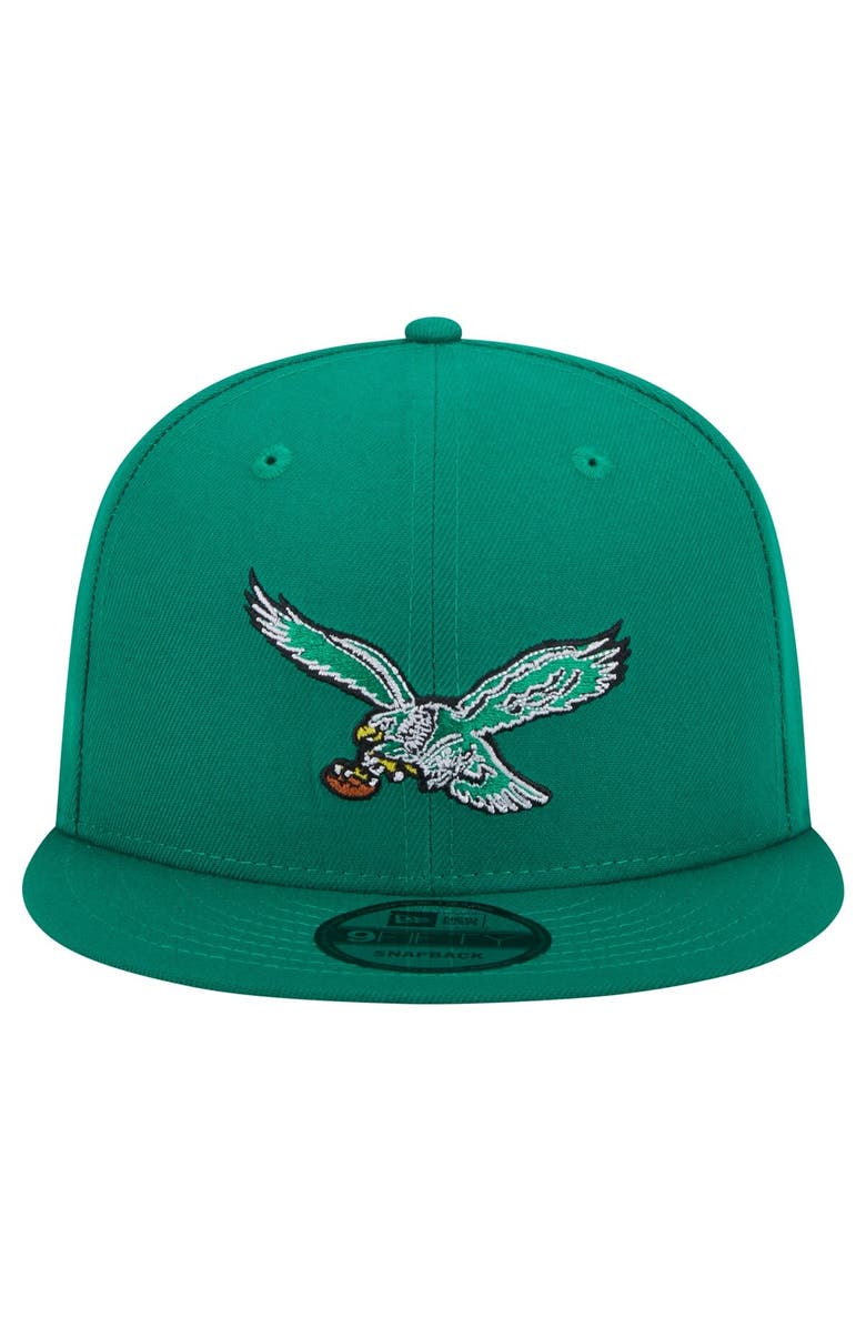 New Era Men's New Era Kelly Green Philadelphia Eagles Historic 9FIFTY Snapback Hat, Alternate, color,