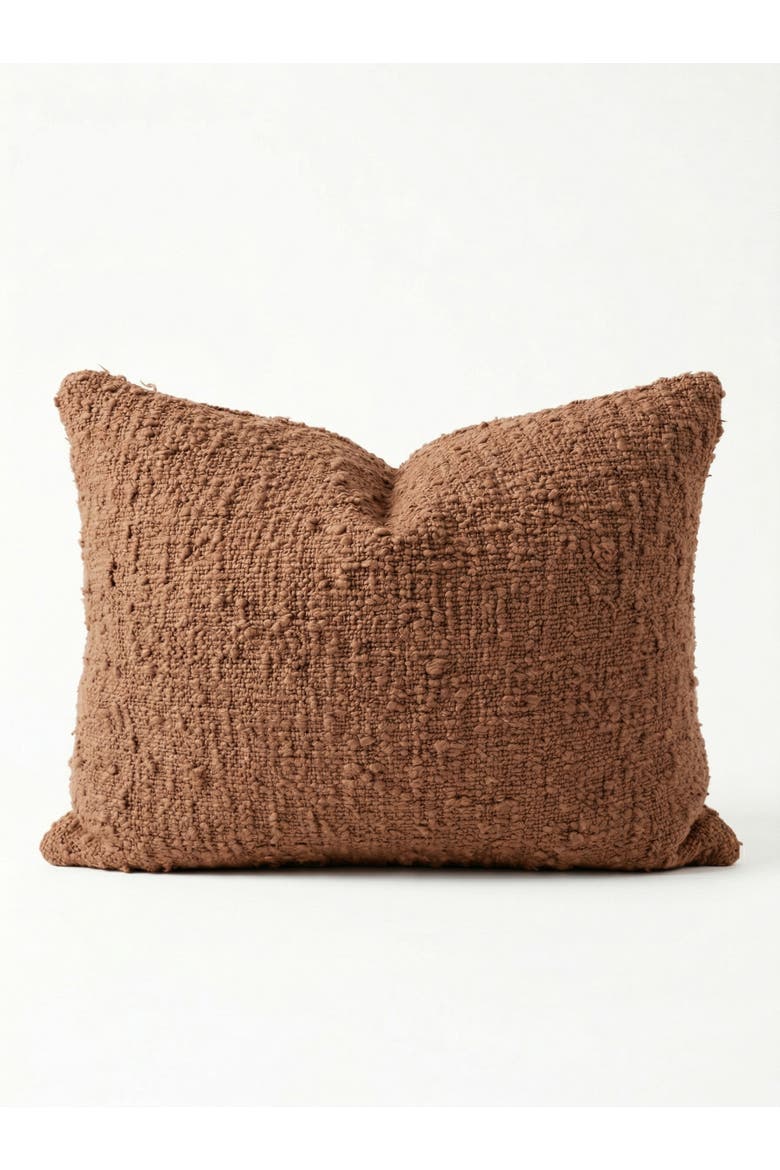 Cozy Cotton Boucle Lumbar Pillow with Down Alternative Insert, Main, color, Teddy Brown
