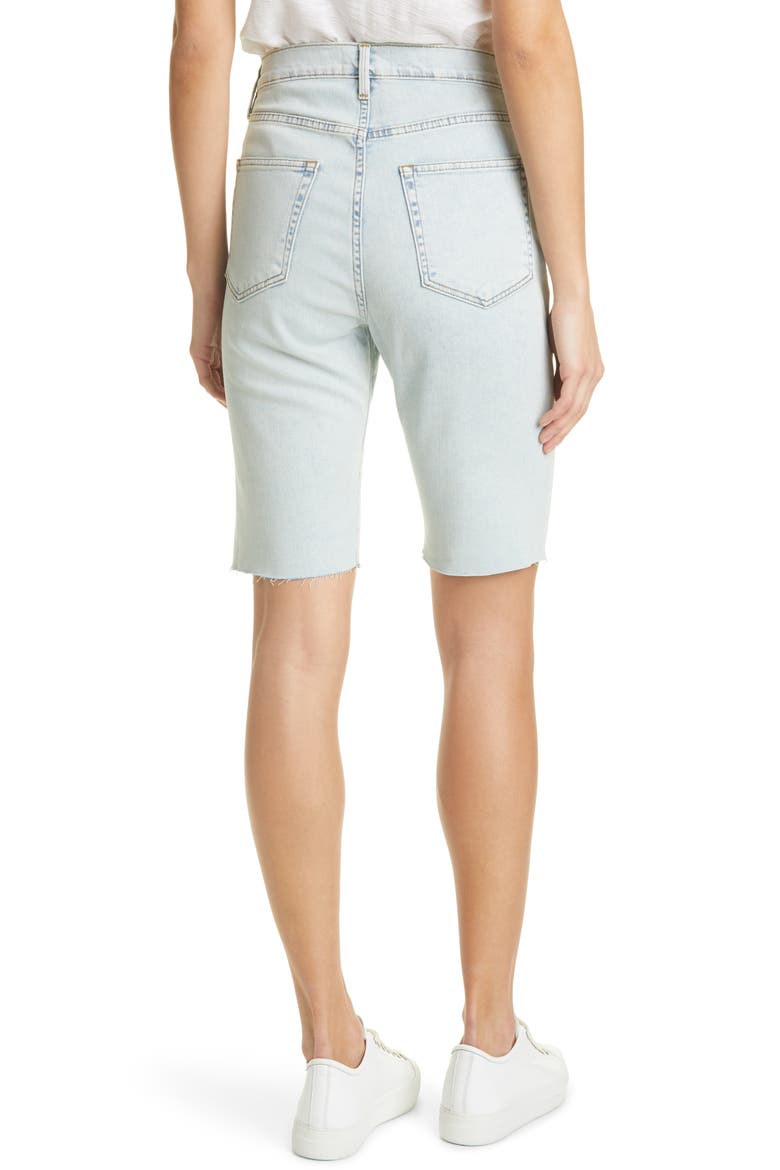 Le Vintage Raw Edge High Waist Denim Bermuda Shorts, Alternate, color, DIVISADERO