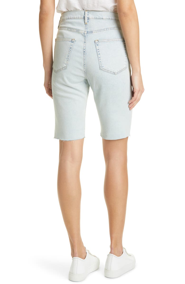 FRAME Le Vintage Raw Edge High Waist Denim Bermuda Shorts, Alternate, color, 