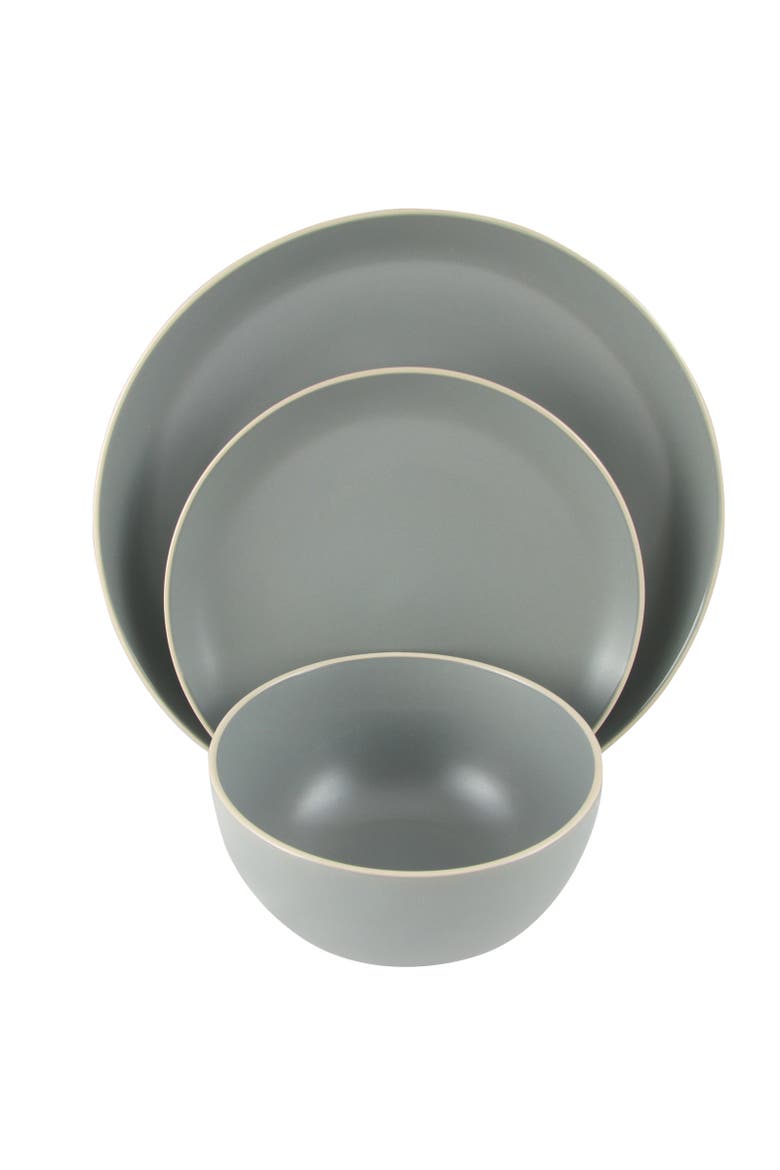 Rockaway 12 Piece Stoneware Dinnerware Set, Main, color, Grey