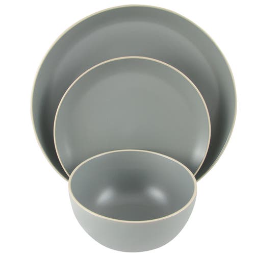Gibson Home Rockaway 12 Piece Stoneware Dinnerware Set In Gray
