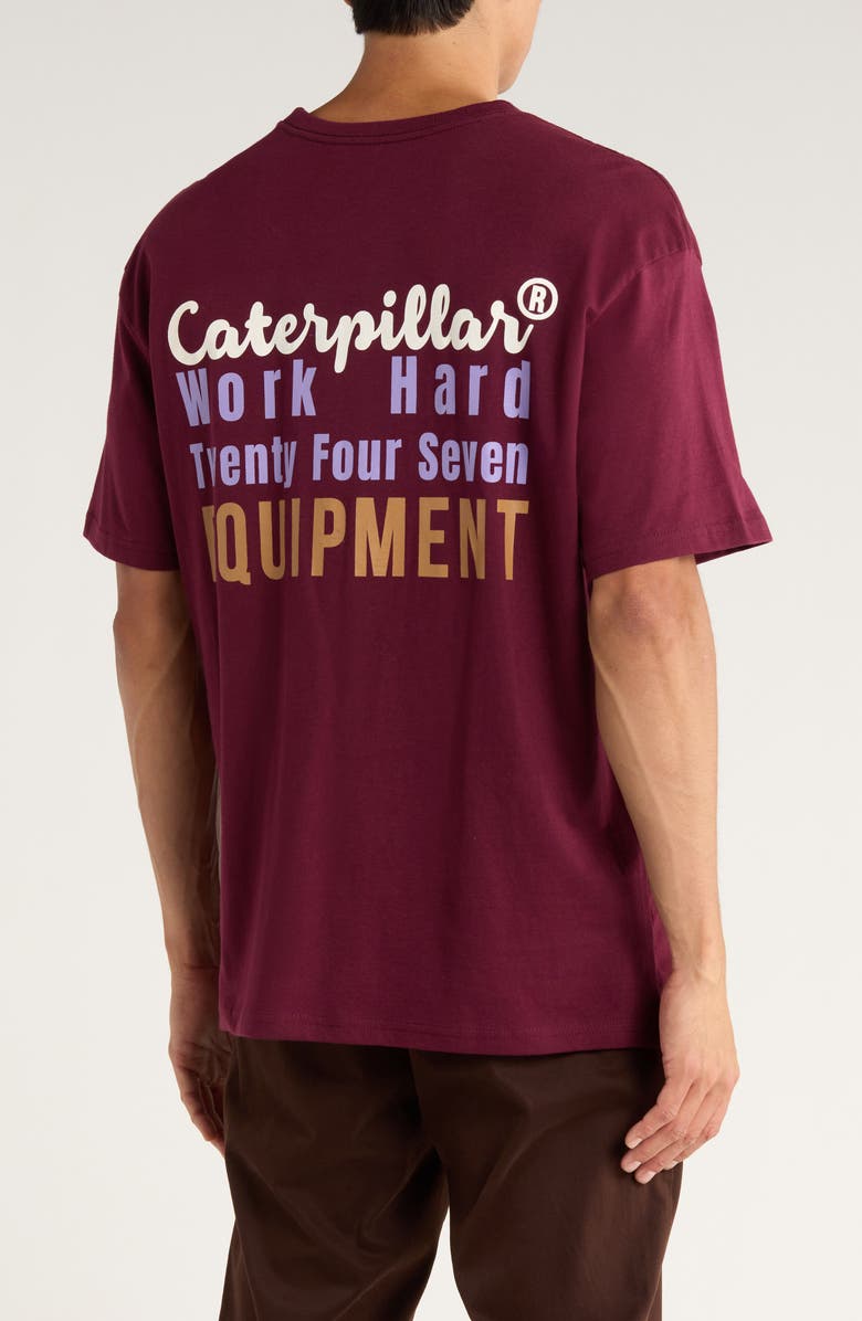 CAT WWR Relaxed Fit Cotton Graphic T-Shirt, Alternate, color, Cherry Laquer