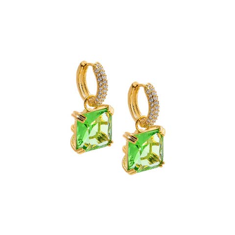 Colored Square Dangle Huggie Earring
