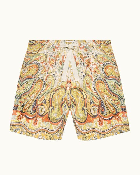 Alex Linen Relaxed Fit Linen Shorts with Fairground Print