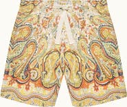 Orlebar Brown Alex Linen Relaxed Fit Linen Shorts with Fairground Print
