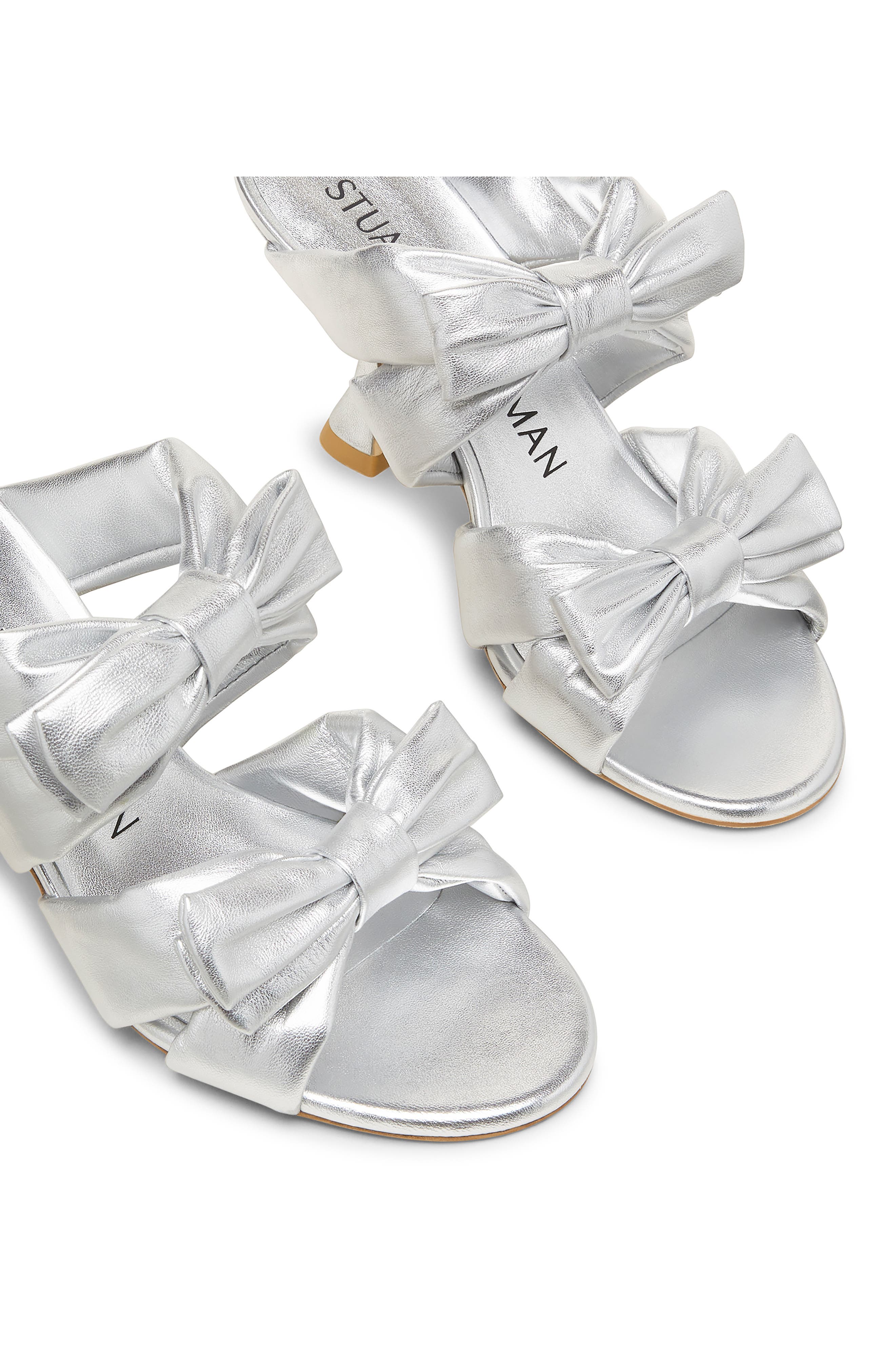 Stuart Weitzman Sofia Xcurve 85 Slide Sandal, Alternate, color, Silver