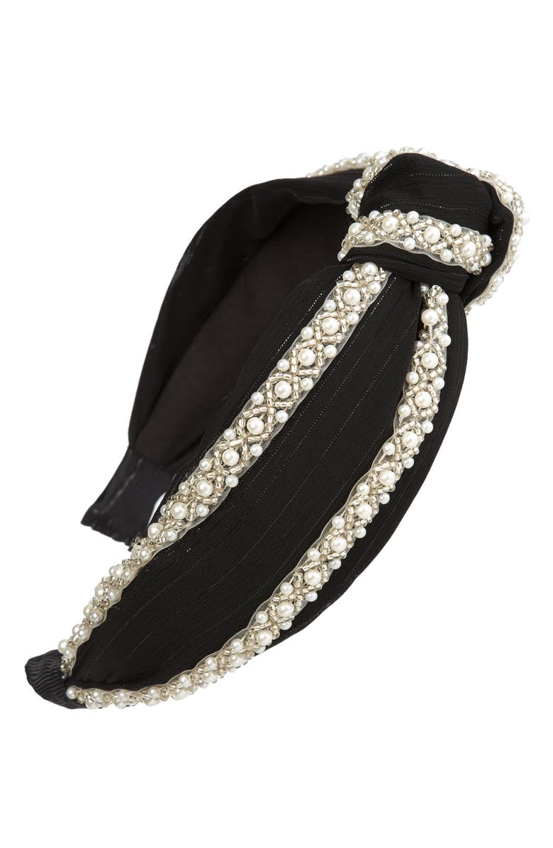Tasha Imitation Pearl Knotted Headband, Main, color, 