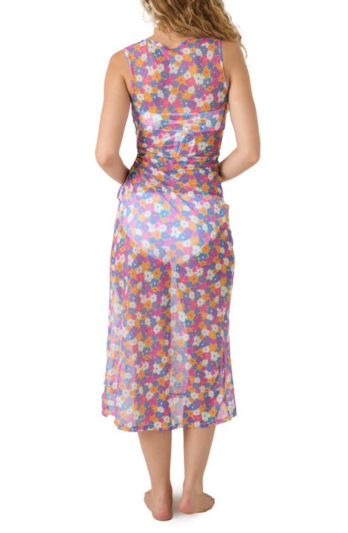 Roxy California Dreamin Ruched Keyhole Sheer Cover-up Sundress In Multi