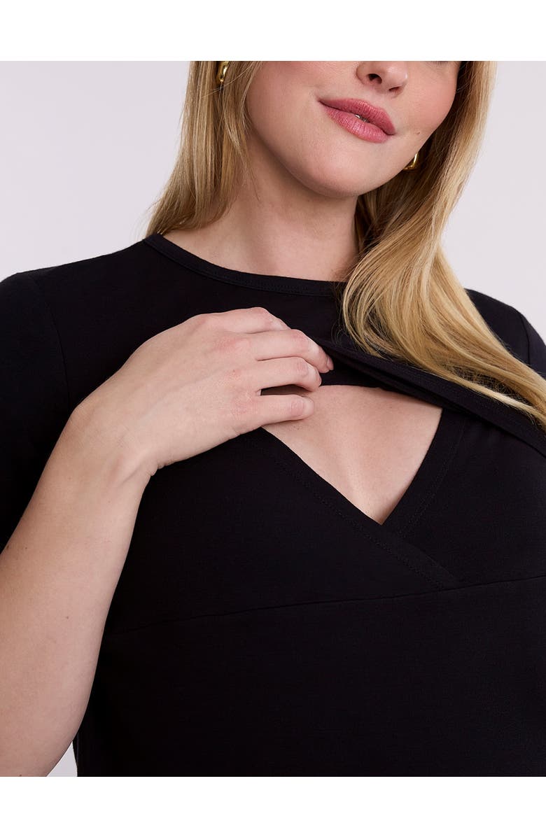 MOTHERHOOD MATERNITY Crewneck Short Sleeve Nursing Tee, Alternate, color, Black