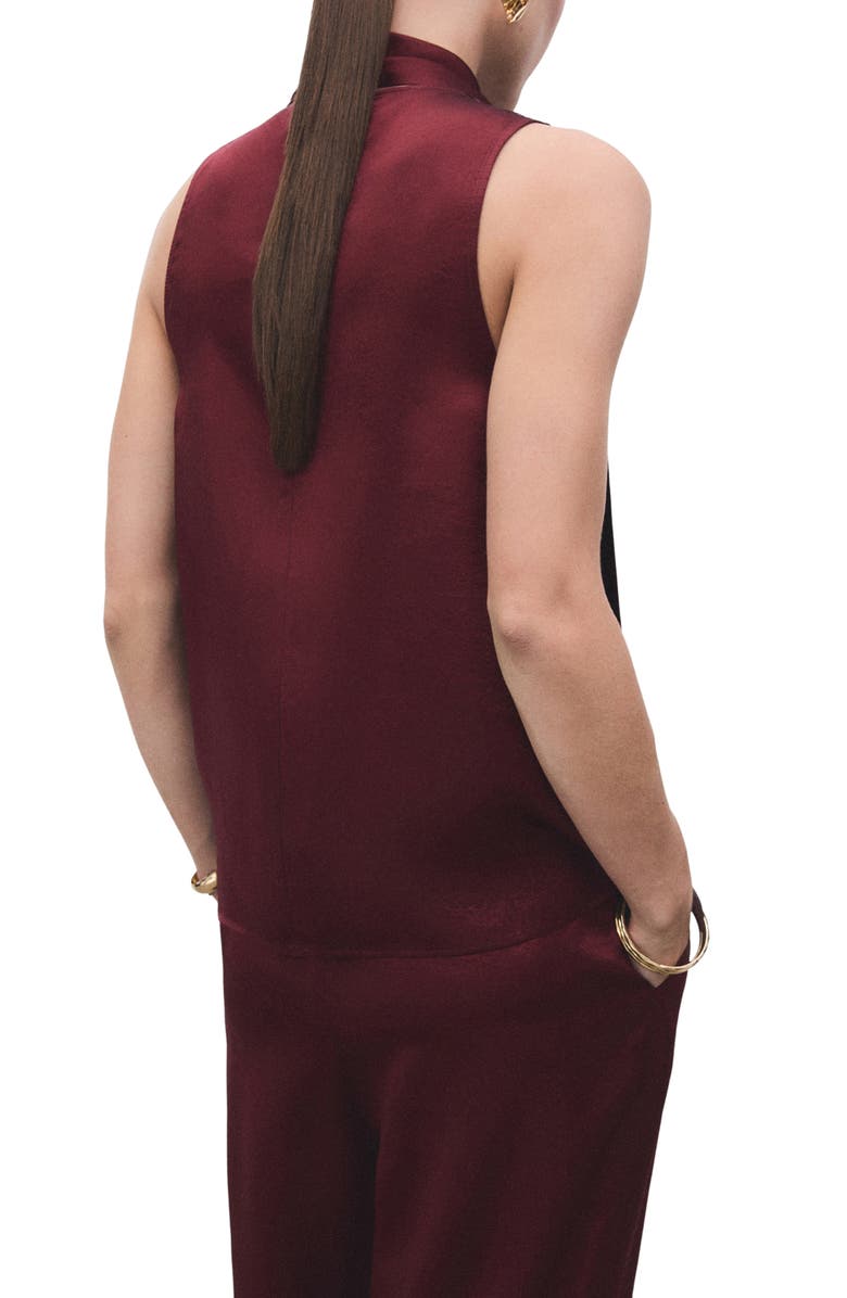 MANGO Satin Scarf Sleeveless Top, Alternate, color, Russet