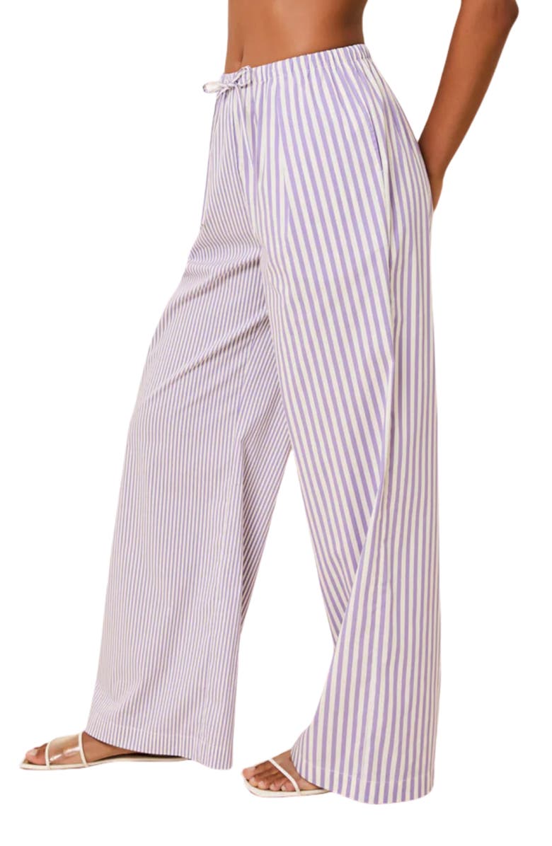 Solid & Striped The Ashling Stripe Pleated Cover-Up Pants, Alternate, color, Ultra Voilet Stripe