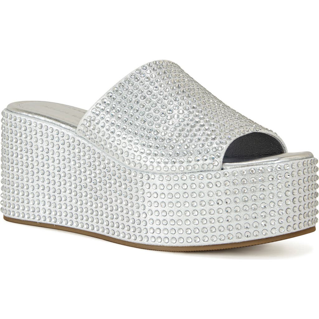 Azalea Wang Arachna Platform Wedge Sandal In Silver