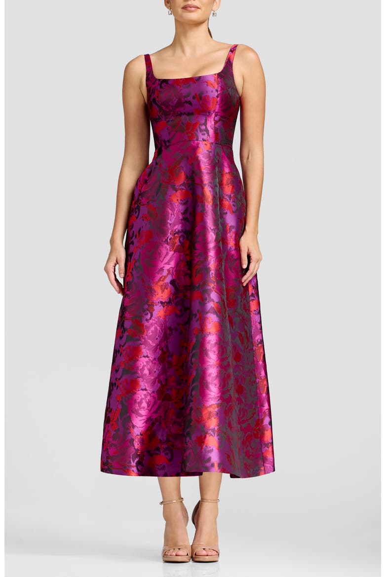 Vanna Floral Cocktail Midi Dress, Main, color, BRIGHT FUCHSIA MULTI