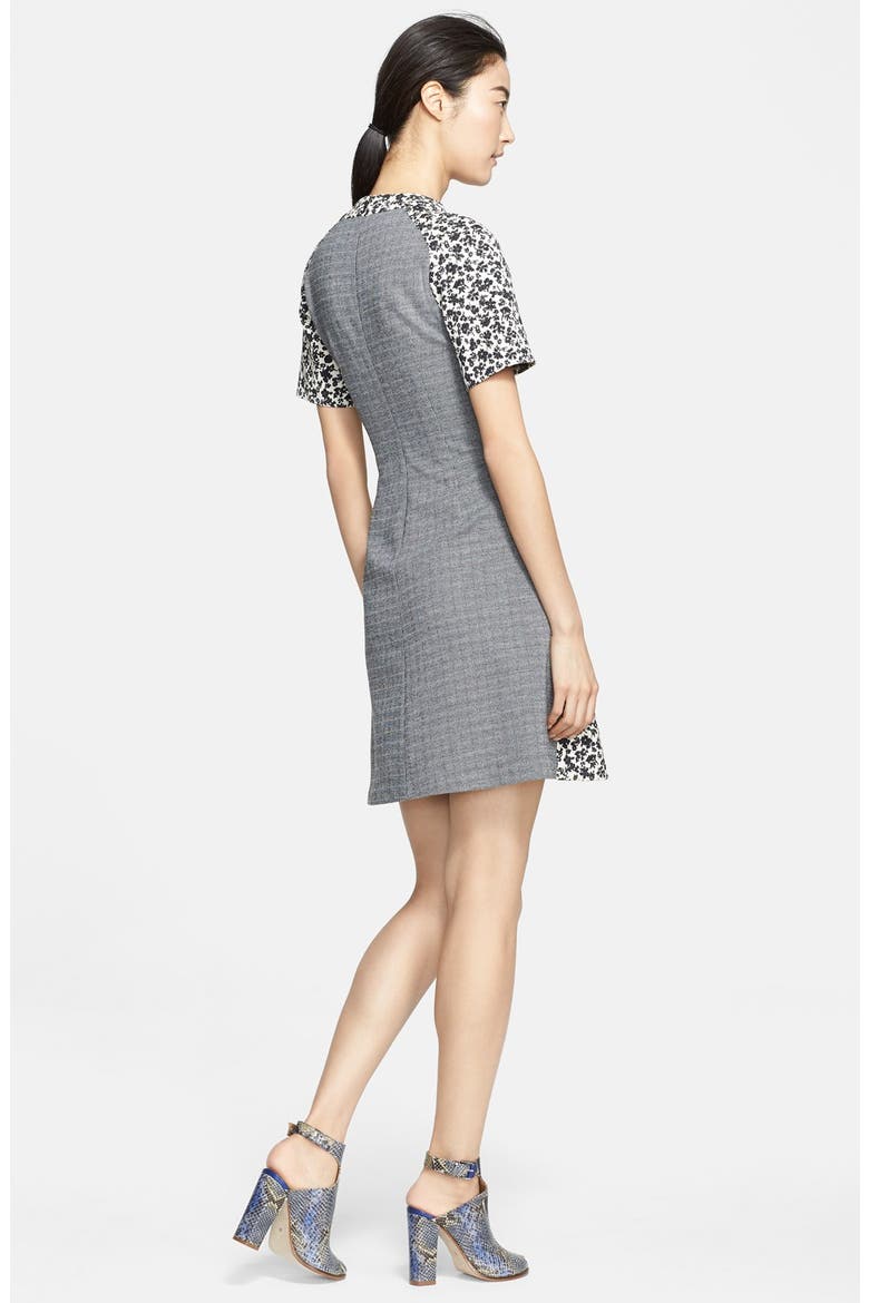 Print Fit & Flare Dress, Alternate, color, BLACK/ IVORY