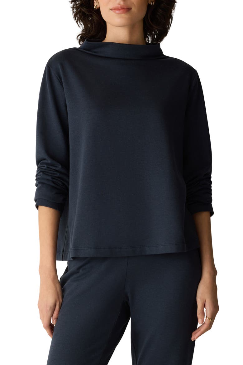 Funnel Neck Long Sleeve Top, Main, color, MARITIME