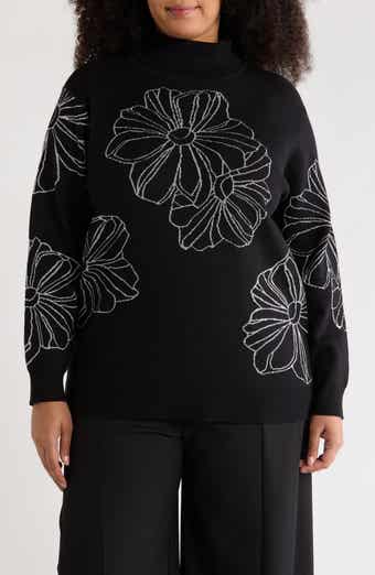 Joseph A Placed Floral Oversize Turtleneck Sweater
