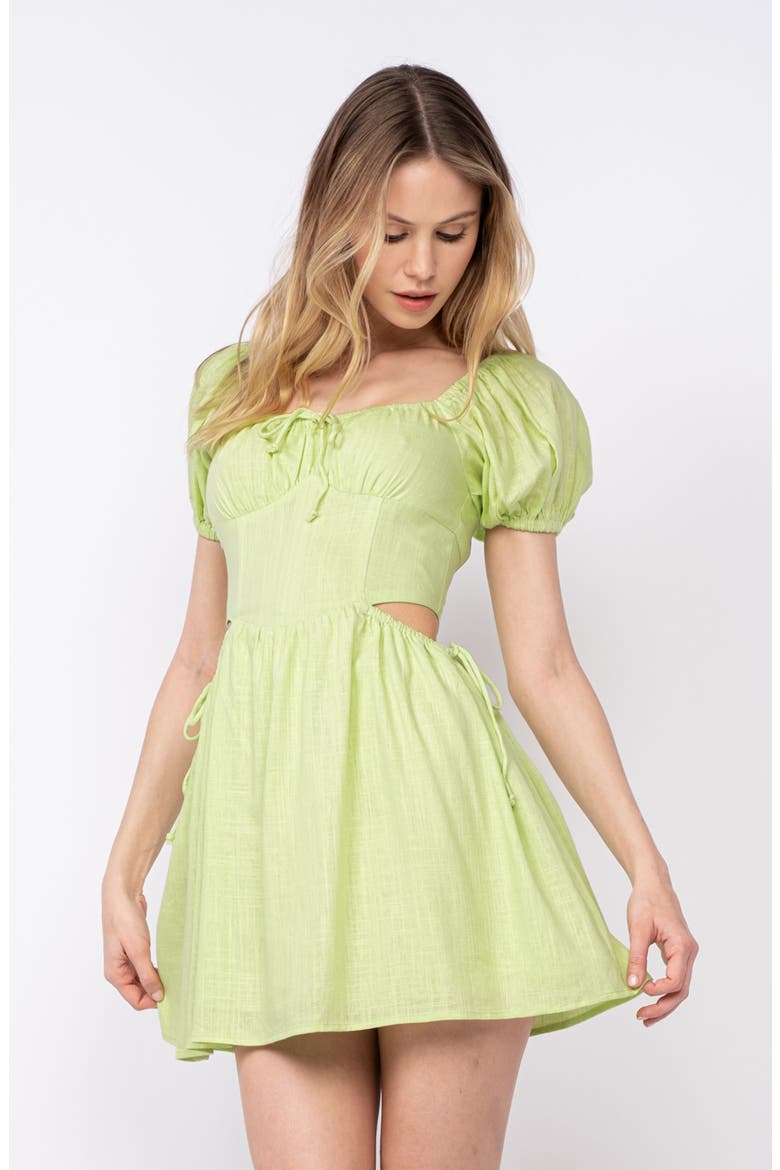 Square Neck Puff Sleeve Minidress, Alternate, color, LIGHT GREEN