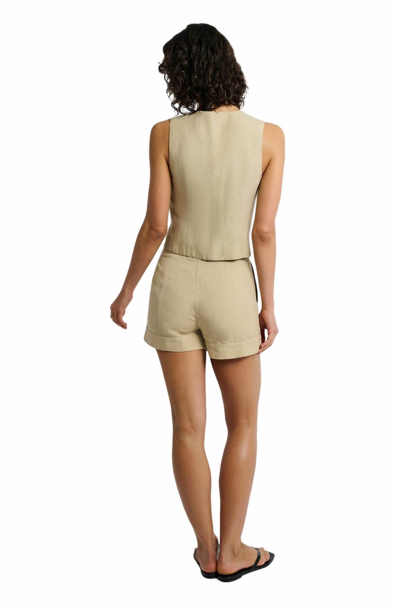 Onia Air Linen Trouser Short, Alternate, color, Jute