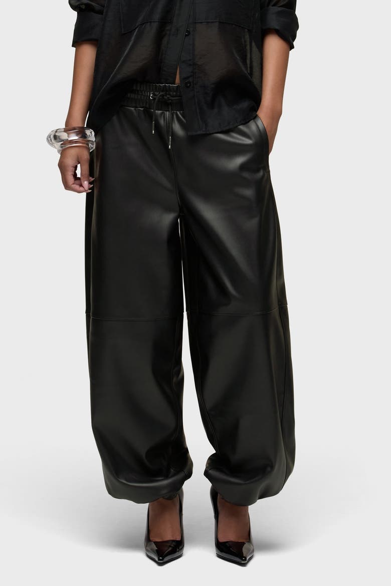 Vegan Leather Balloon Jogger, Alternate, color, BLACK