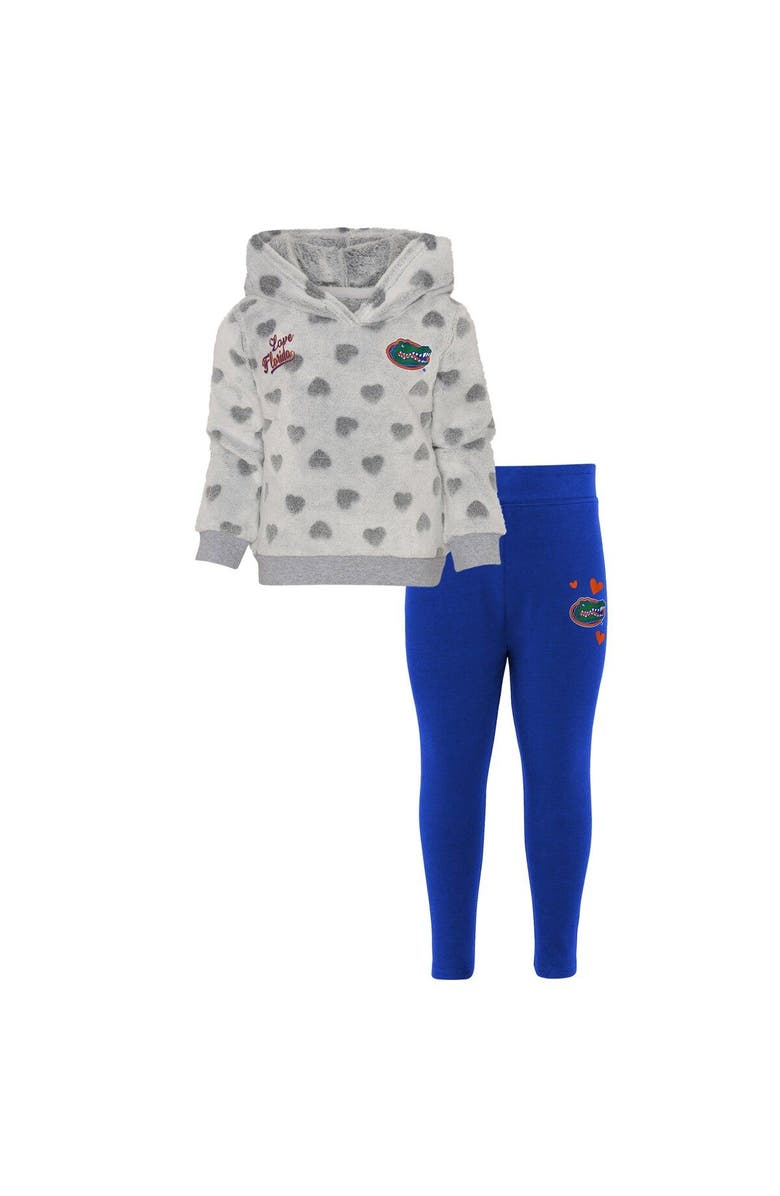 Outerstuff Girls Toddler Gray/Royal Florida Gators Heart to Heart Hoodie & Leggings Set, Main, color, Gray