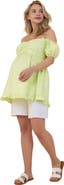 MOTHERHOOD MATERNITY Off the Shoulder Short Sleeve Babydoll Maternity Top
