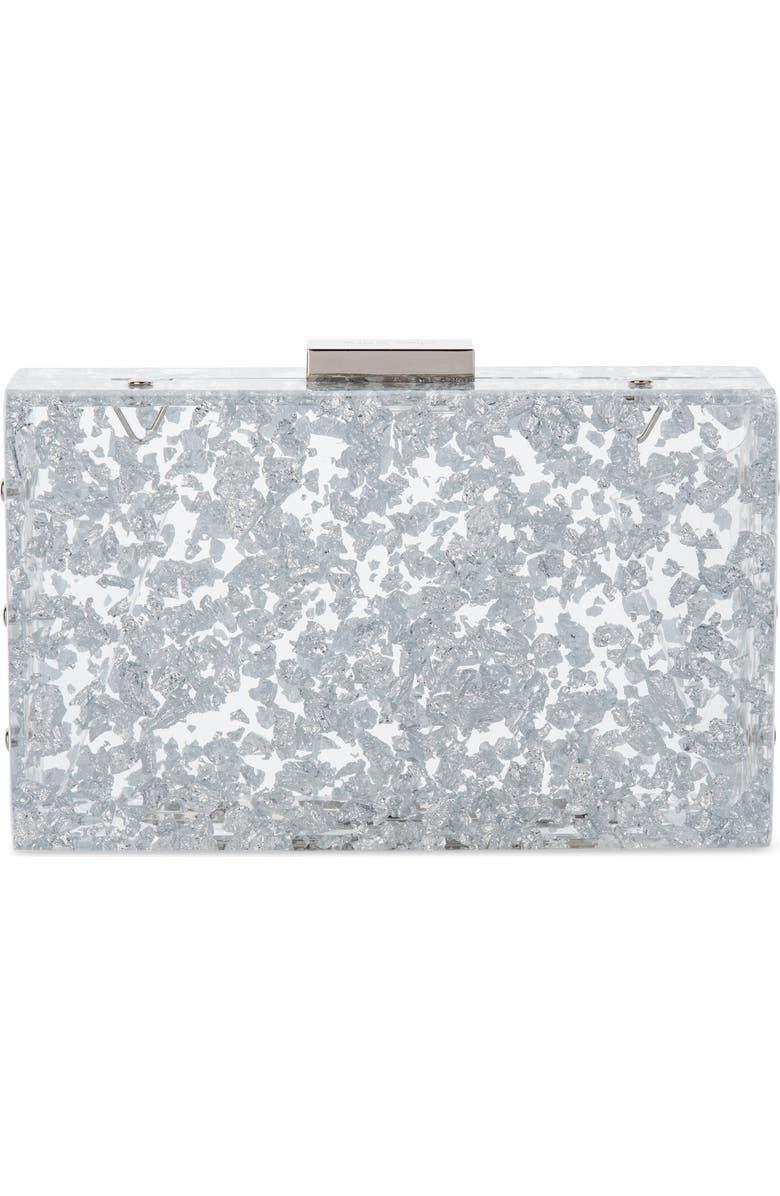Olga Berg Carmella Foil-Flecked Box Clutch, Main, color,