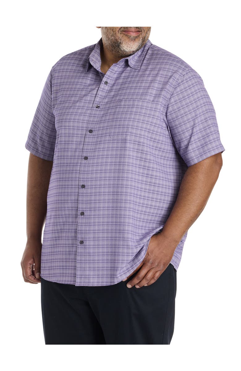 Synrgy by DXL Big & Tall Plaid Microfiber Sport Shirt, Main, color, Purple