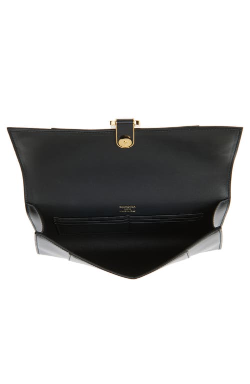 Balenciaga Hourglass Leather Top Handle Clutch