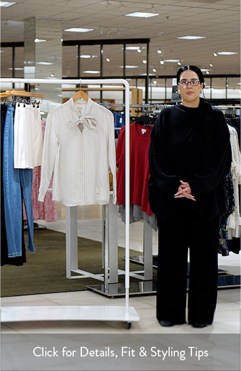 Stripe Tie Neck Button-Up Shirt, sales video thumbnail