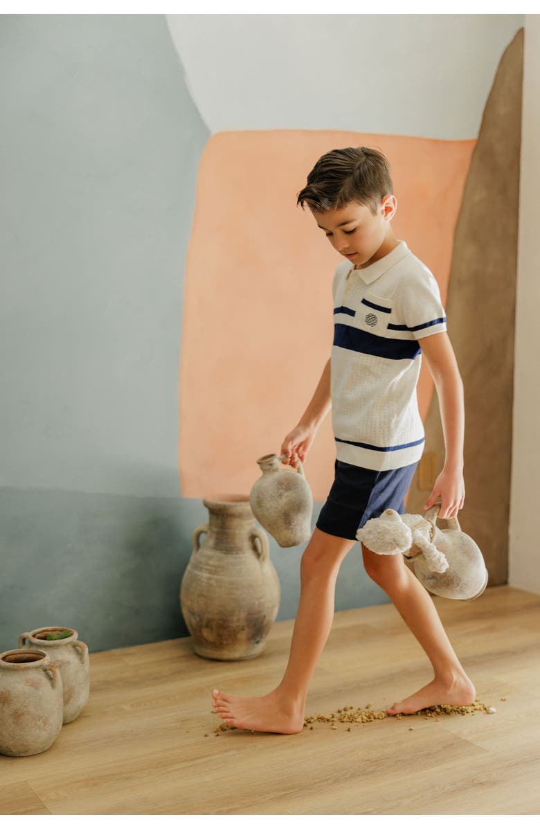 Ely's & Co. Looms Storybook Collection - Boys Mesh Knit Polo, Alternate, color, Ivory