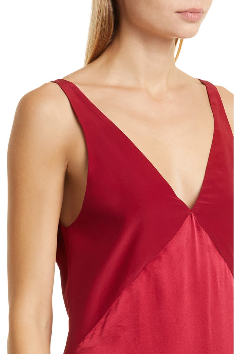 The Deep V Silk Charmeuse Slipdress, Alternate, color, BORDEAUX