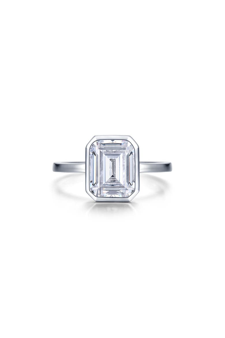 Emerald Cut Simulated Diamond Ring, Main, color, SILVER