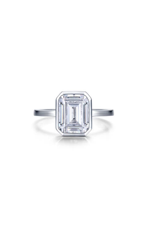 Emerald Cut Simulated Diamond Ring