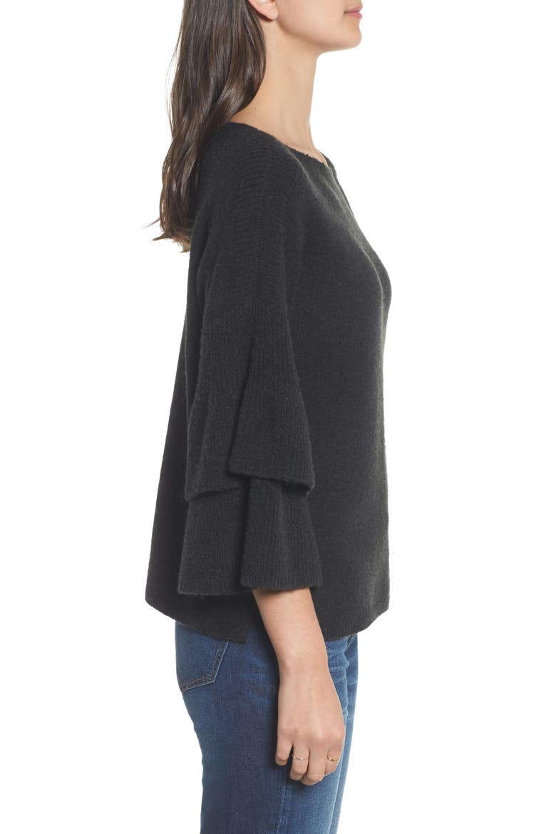 Tier Sleeve Sweater, Alternate, color, HTHR METAL