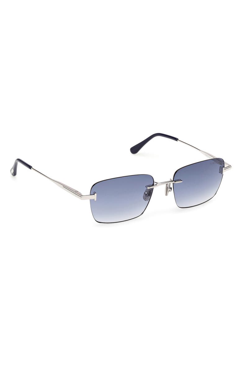 TOM FORD Jake 54mm Gradient Rectangular Sunglasses, Alternate, color, Shiny Palladium / Blue Lens