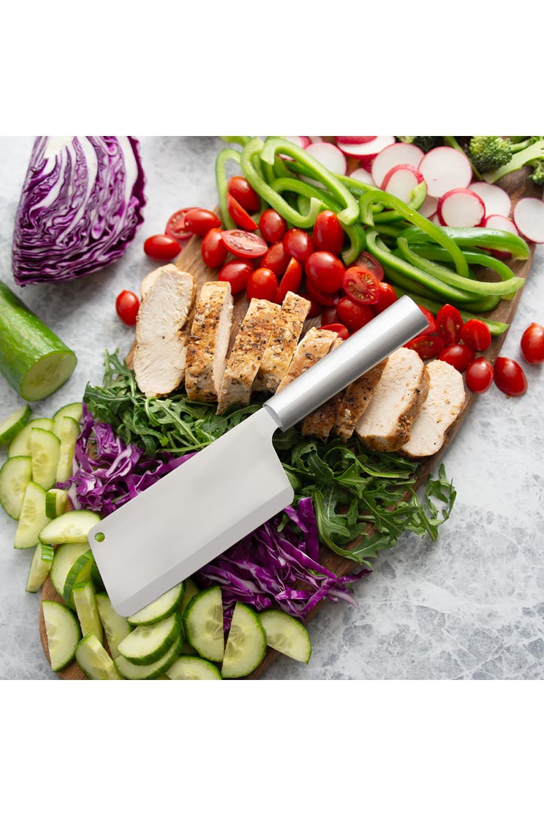 Cutlery 8.5-Inch French Chef Knife, 5.25 Inch Chef's Dicer Knife, Silver Handles & Quick Edge Knife Sharpener, Alternate, color, Silver