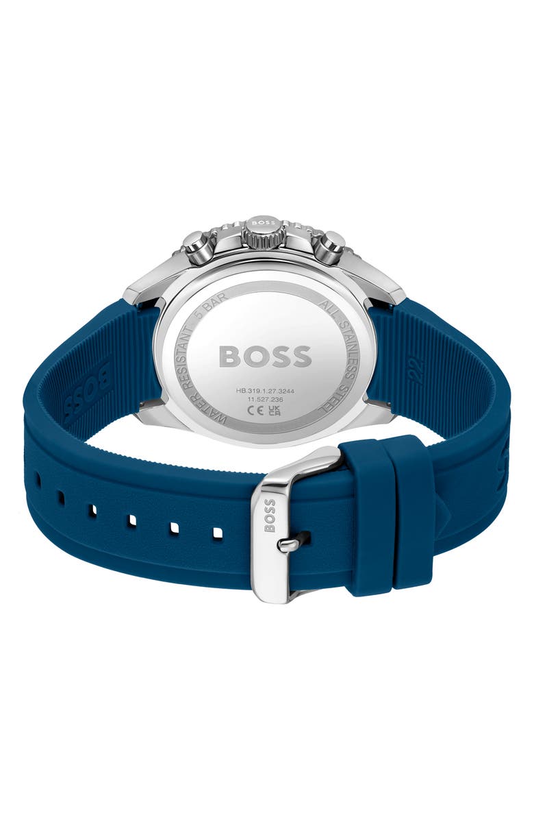 BOSS Runner Chronograph Silicone Strap Watch, 44mm, Alternate, color, 