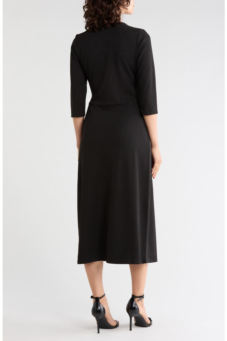 Draped Midi Dress, Alternate, color, BLACK