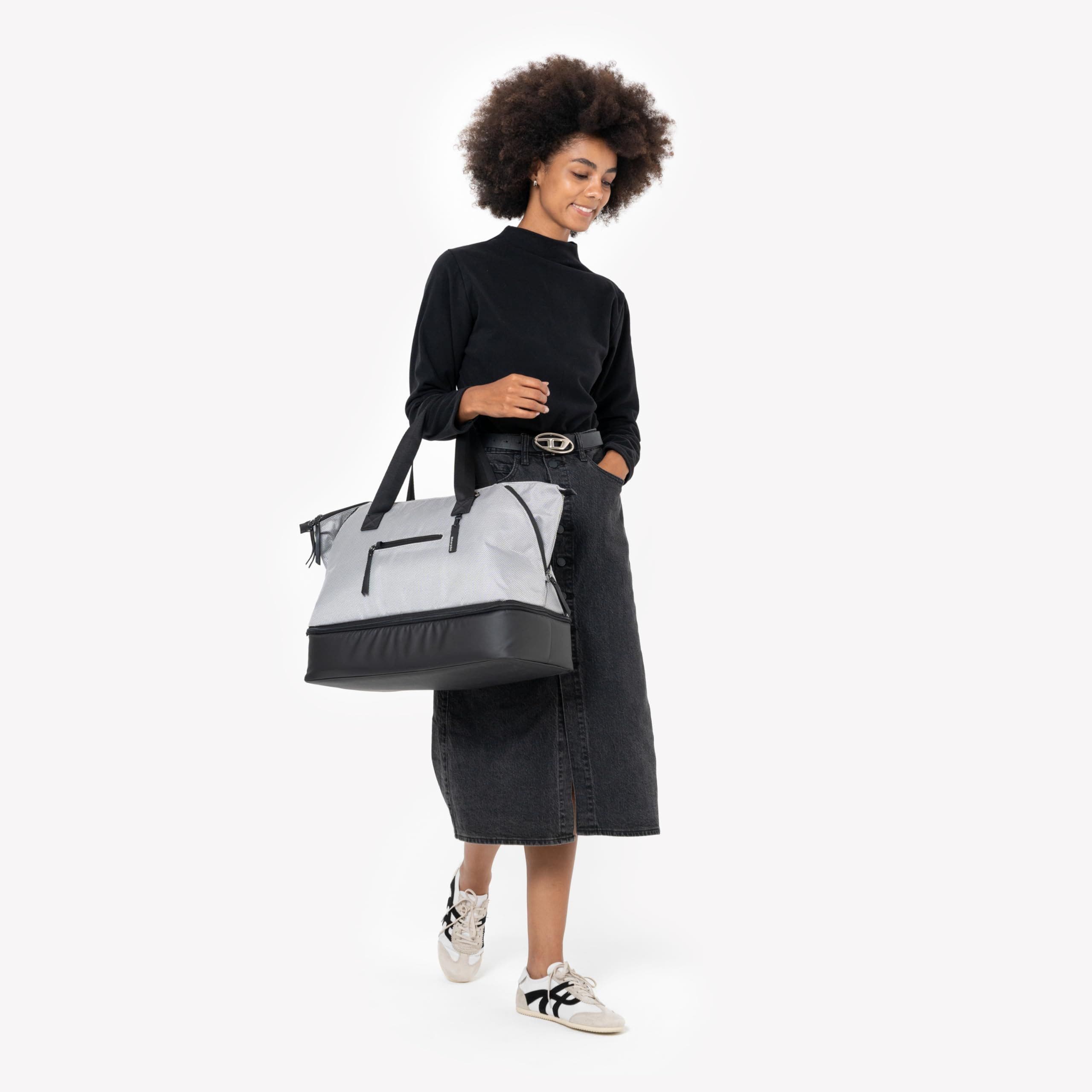 Sherpani Boston Anti-Theft Tote Duffel for Women with Removable Shoe Compartment, Alternate, color, Sterling