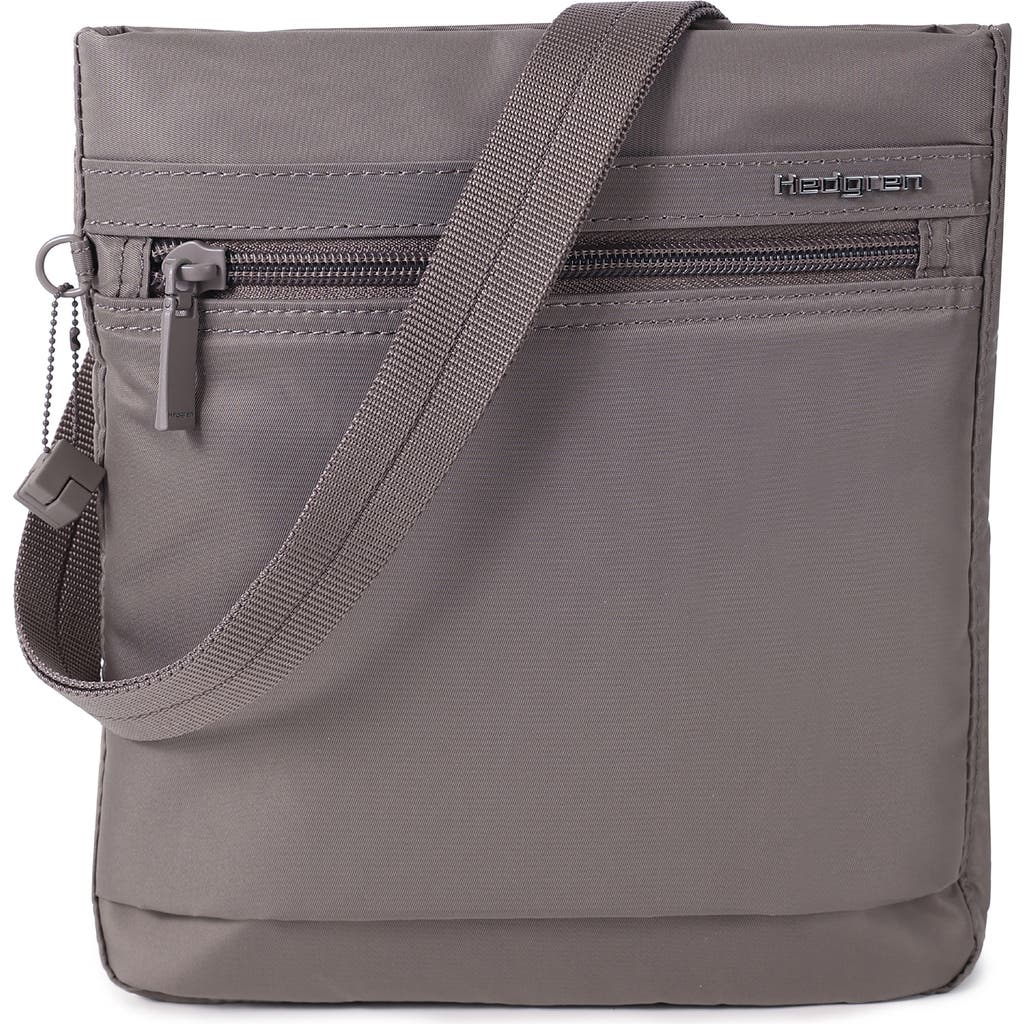 Hedgren Leonce Rfid Water Repellent Nylon Crossbody Bag In Sepia