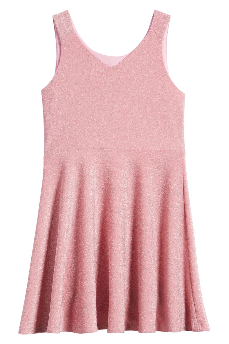 Kids' Metallic Sleeveless Skater Dress, Alternate, color, BLUSH