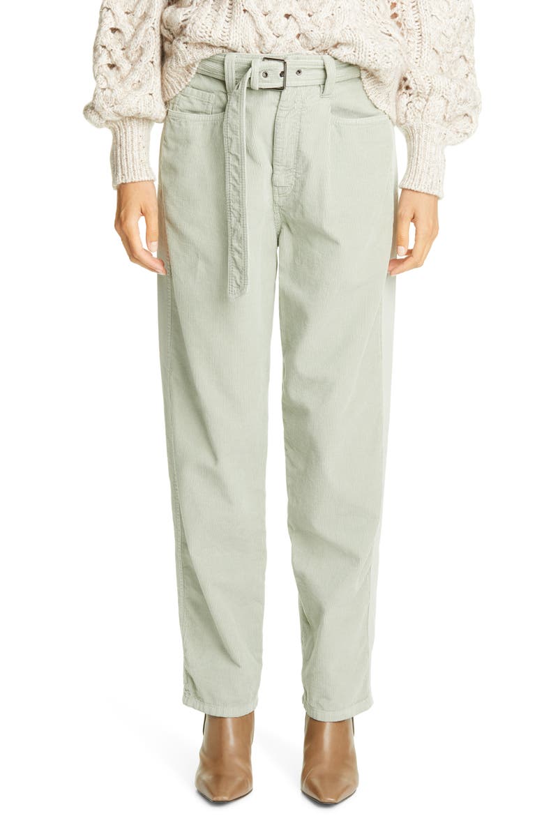 Belted Corduroy Pants, Main, color, PEPPERMINT